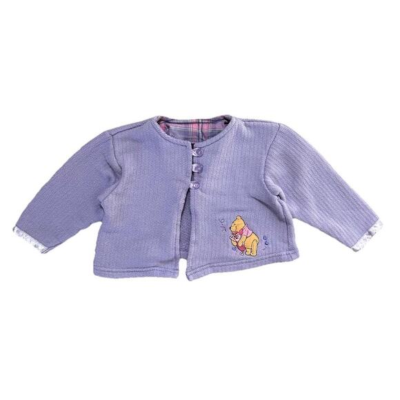 Vintage Disney Winnie The Pooh Baby Girl Purple Sweater Embroidered 12 Months - Picture 1 of 6
